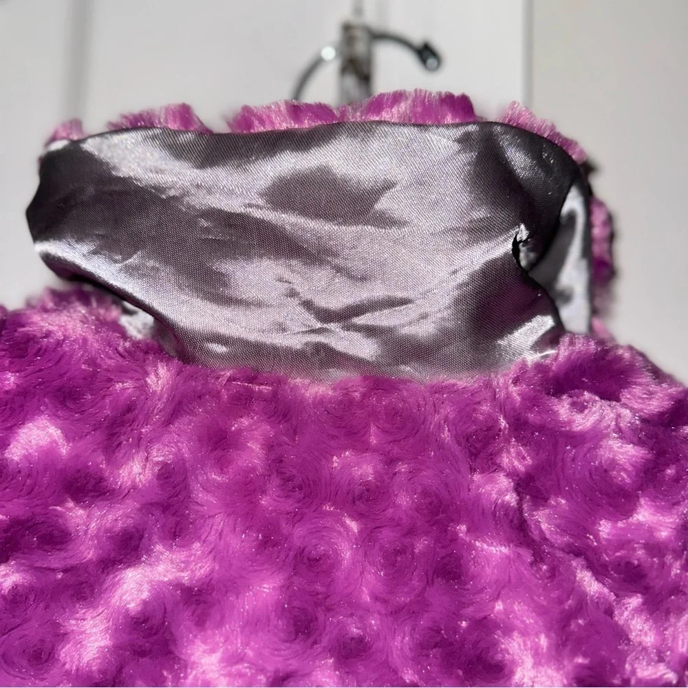 NICKELODEON Dora & Friends Girls 3T Purple Faux Fur Sparkle Jacket Coat Bows NWT